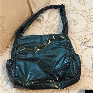 Tahari Glossy Dark Teal Shoulder Bag